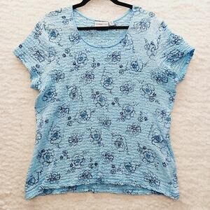 T-Shirt Aqua Crinkle Cottagecore Casual ComfortCore Vacation Resort Y2K Size PL